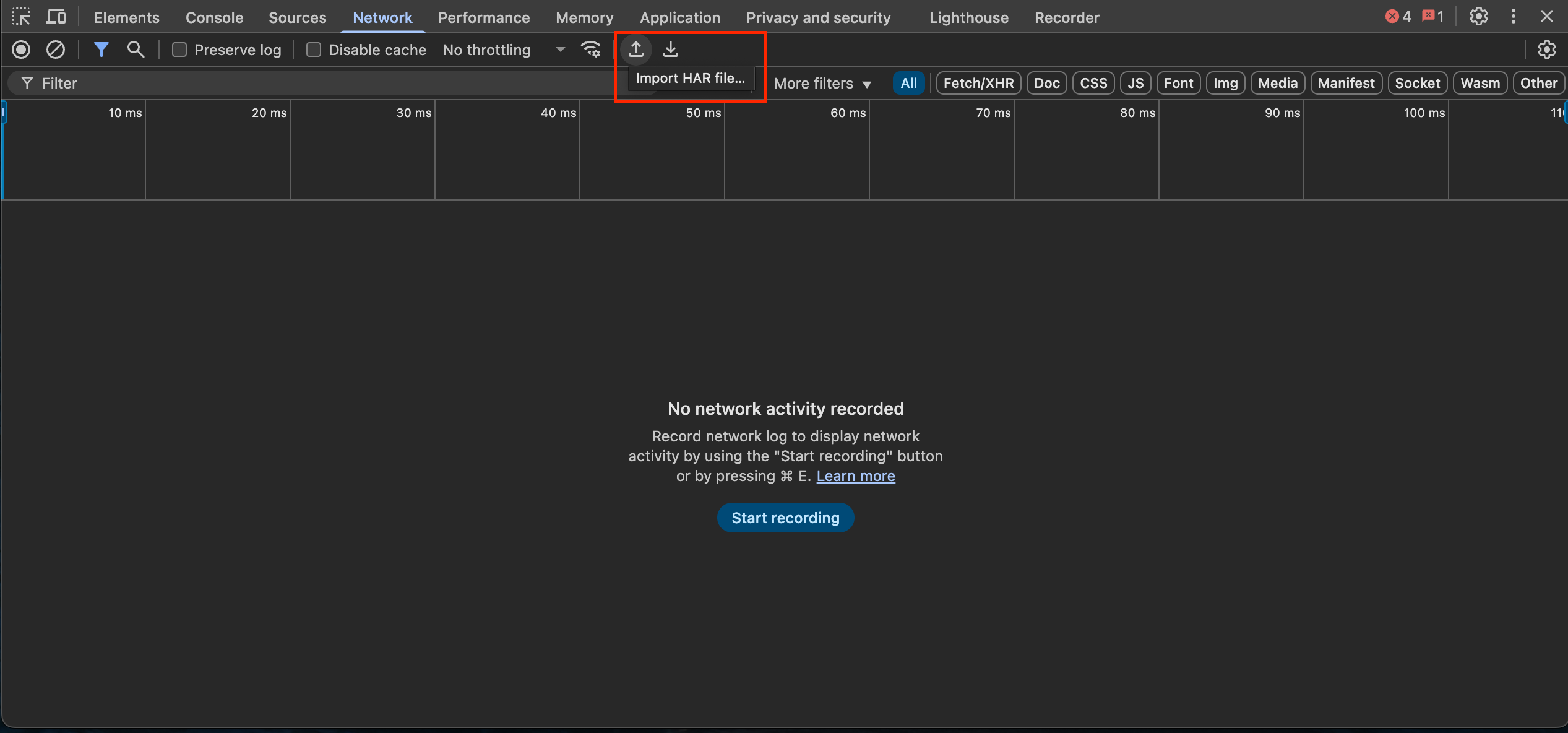 Network logs in Chrome DevTools