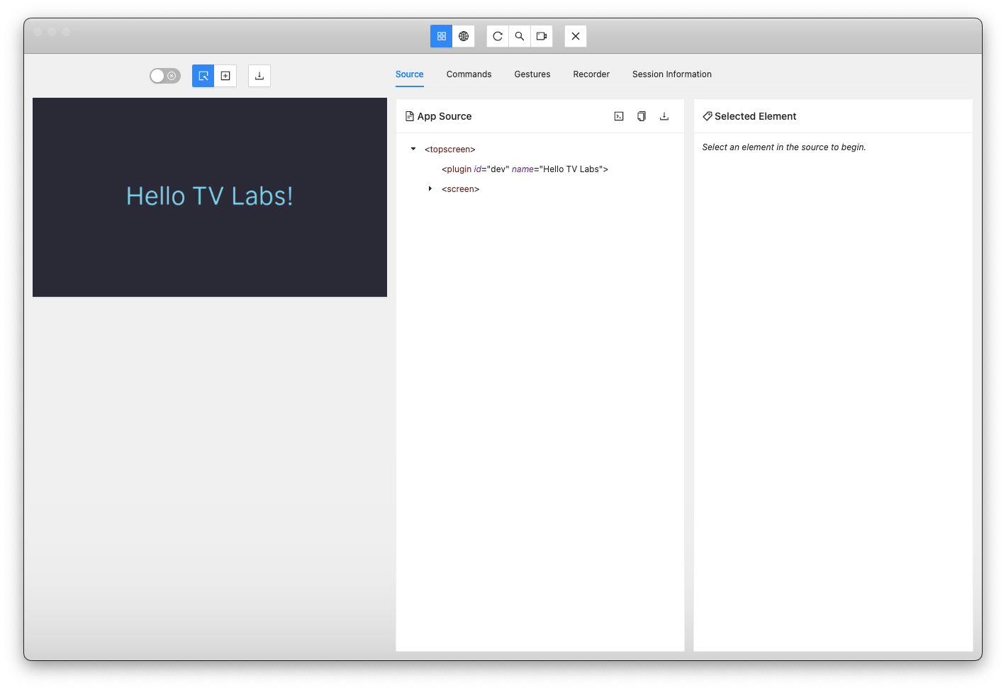 Roku App in the Appium Inspector